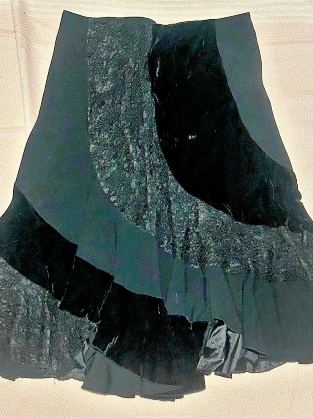 Alison Taylor Black Color Block Ruffle Mini Skirt Size 12